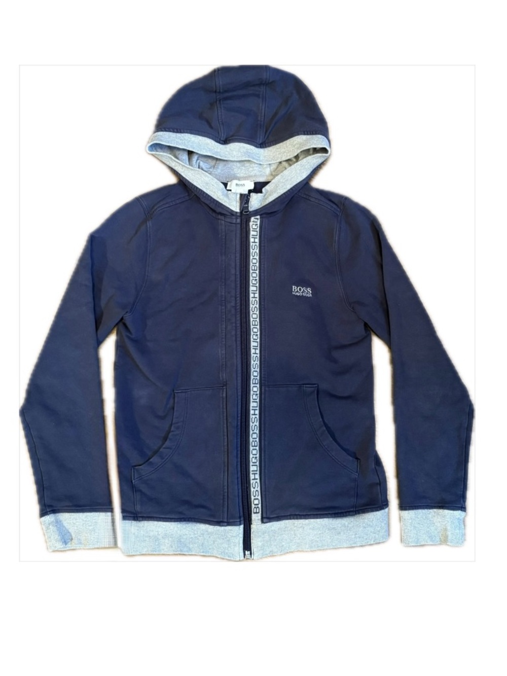 Hugo Boss Kids Zip Logo Hoodie Size 10 Navy